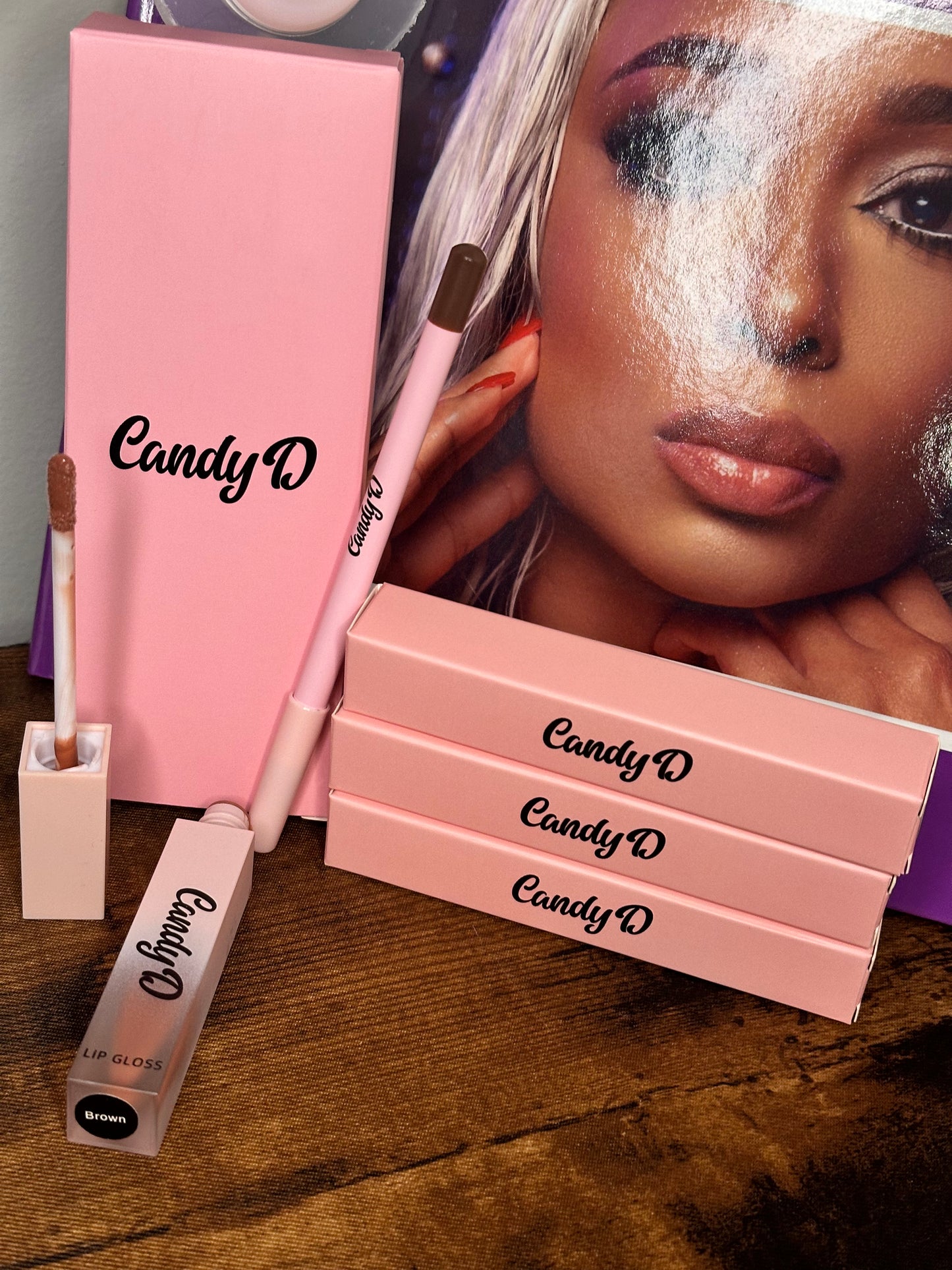 Candy D Lipgloss Kit: Brown lip liner and lip gloss